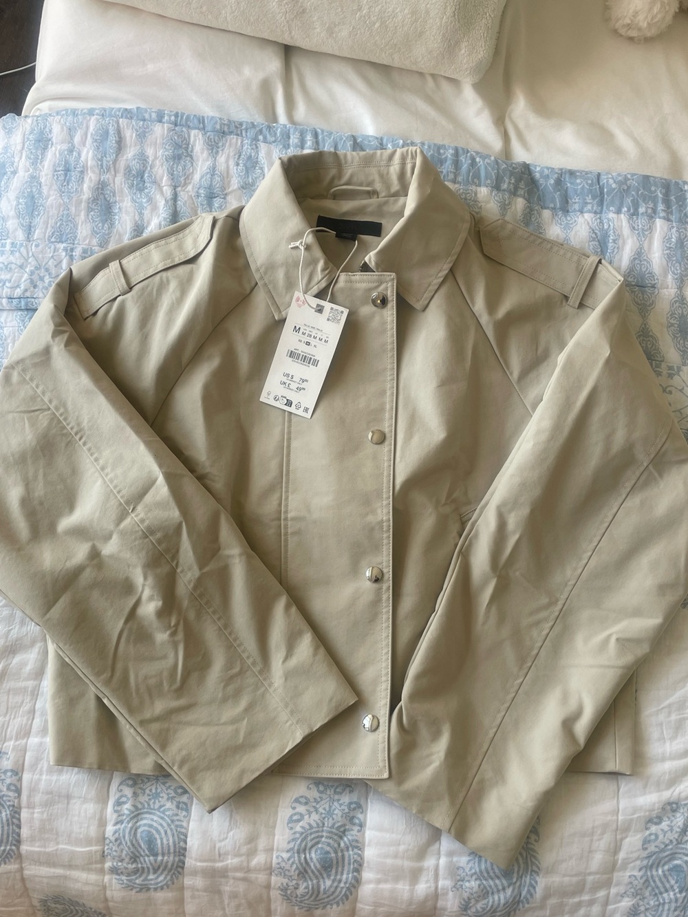NWT Zara Double Breasted Cropped Trench Coat